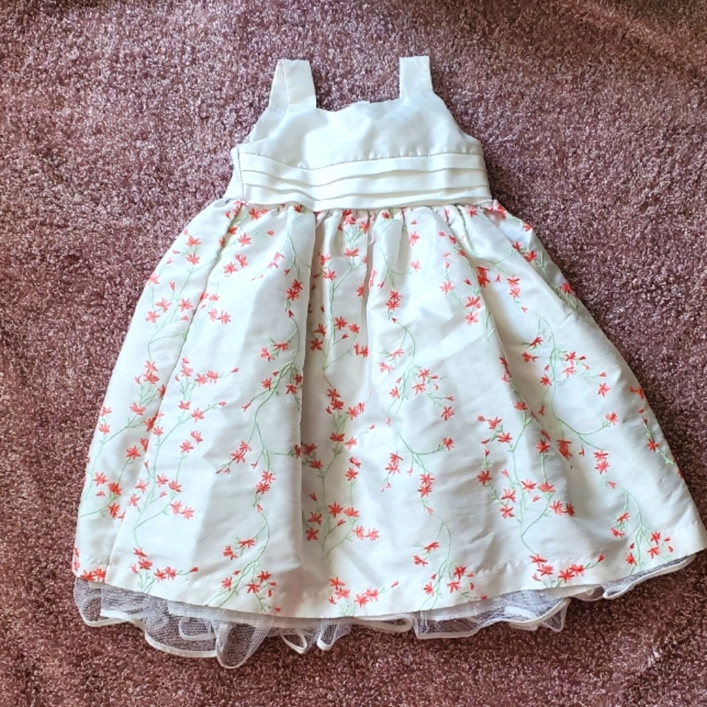 Girls Dress  Cherokee 3T  White & Peach Flowers Darling Dress